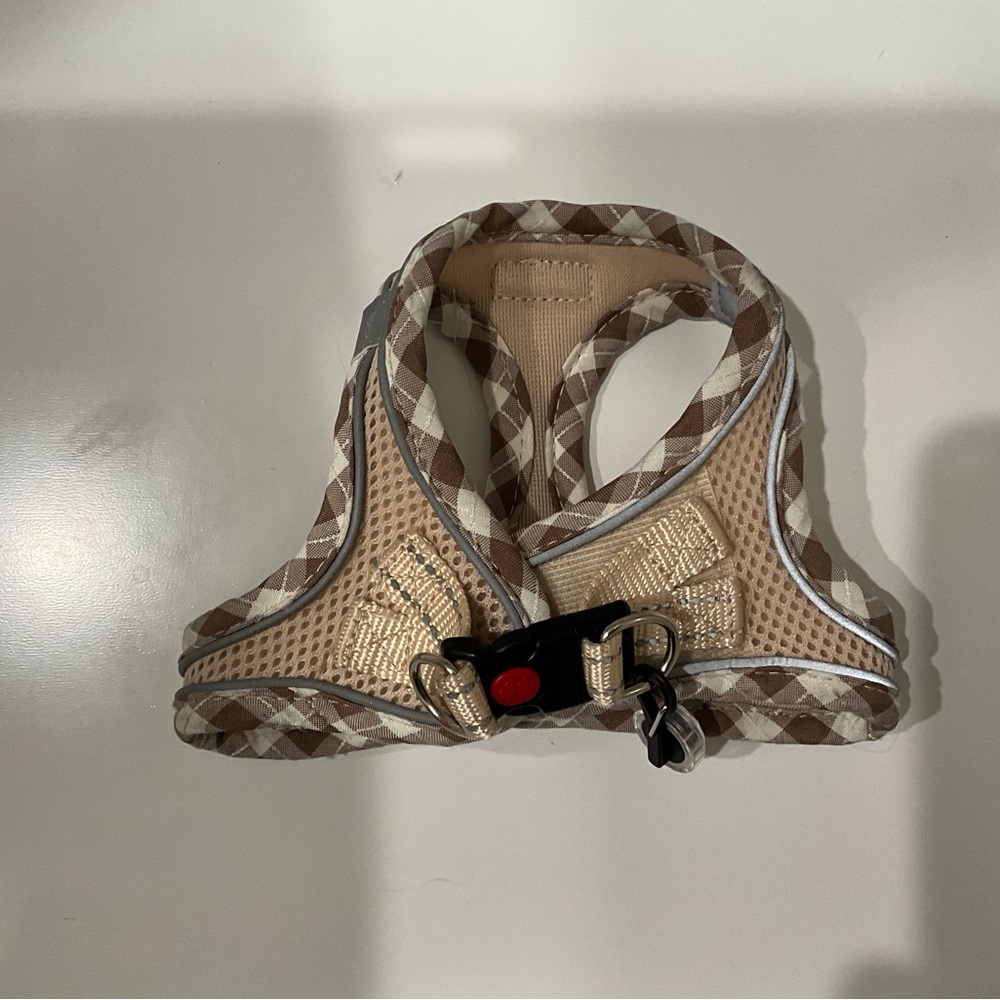 Plaid Brown and Tan Dog Harness